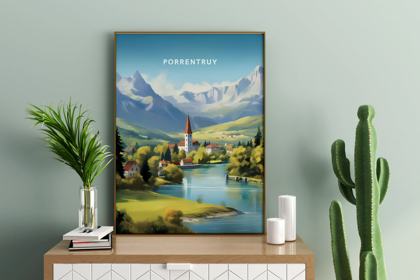 Porrentruy Switzerland Travel Poster Print - Pitchers Design