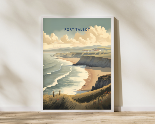 Port Talbot Wales Travel Poster Print - Pitchers Design