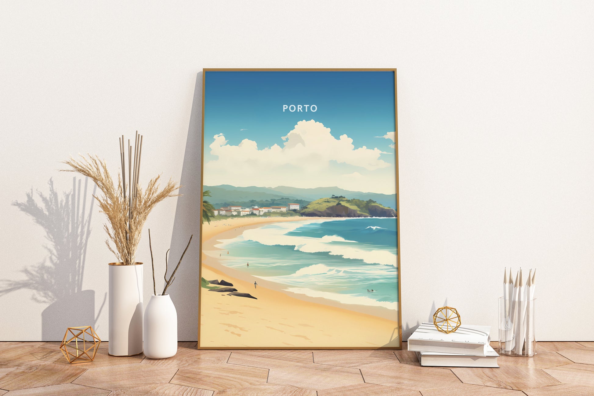 Porto Beaches Portugal Travel Print Poster - Pitchers Design