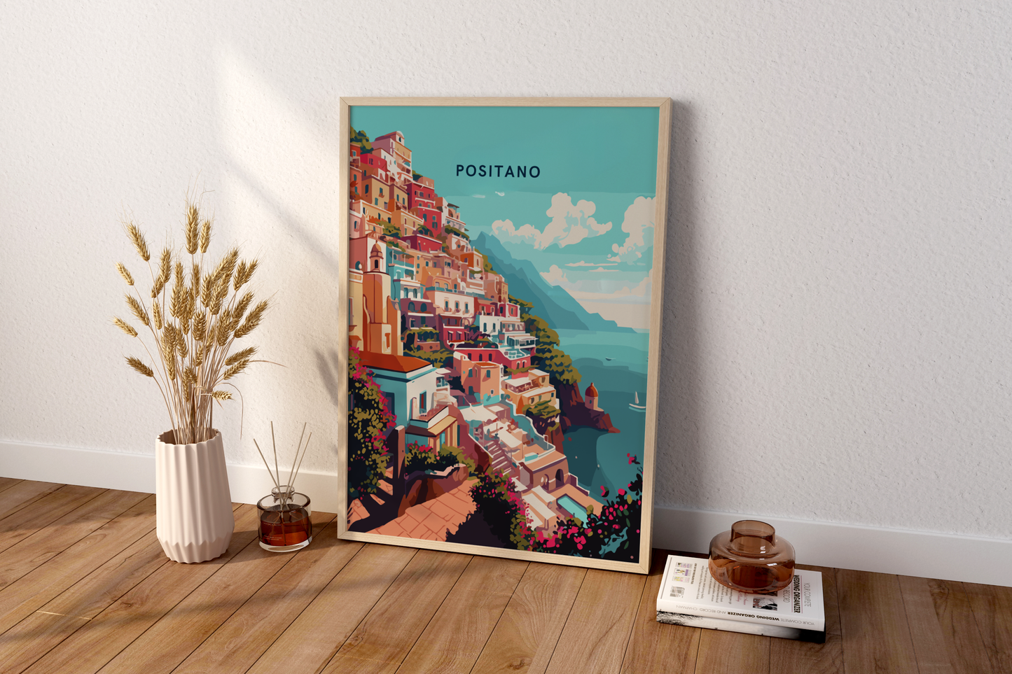 Positano Sea Views Italy Travel Print Poster - Pitchers Design