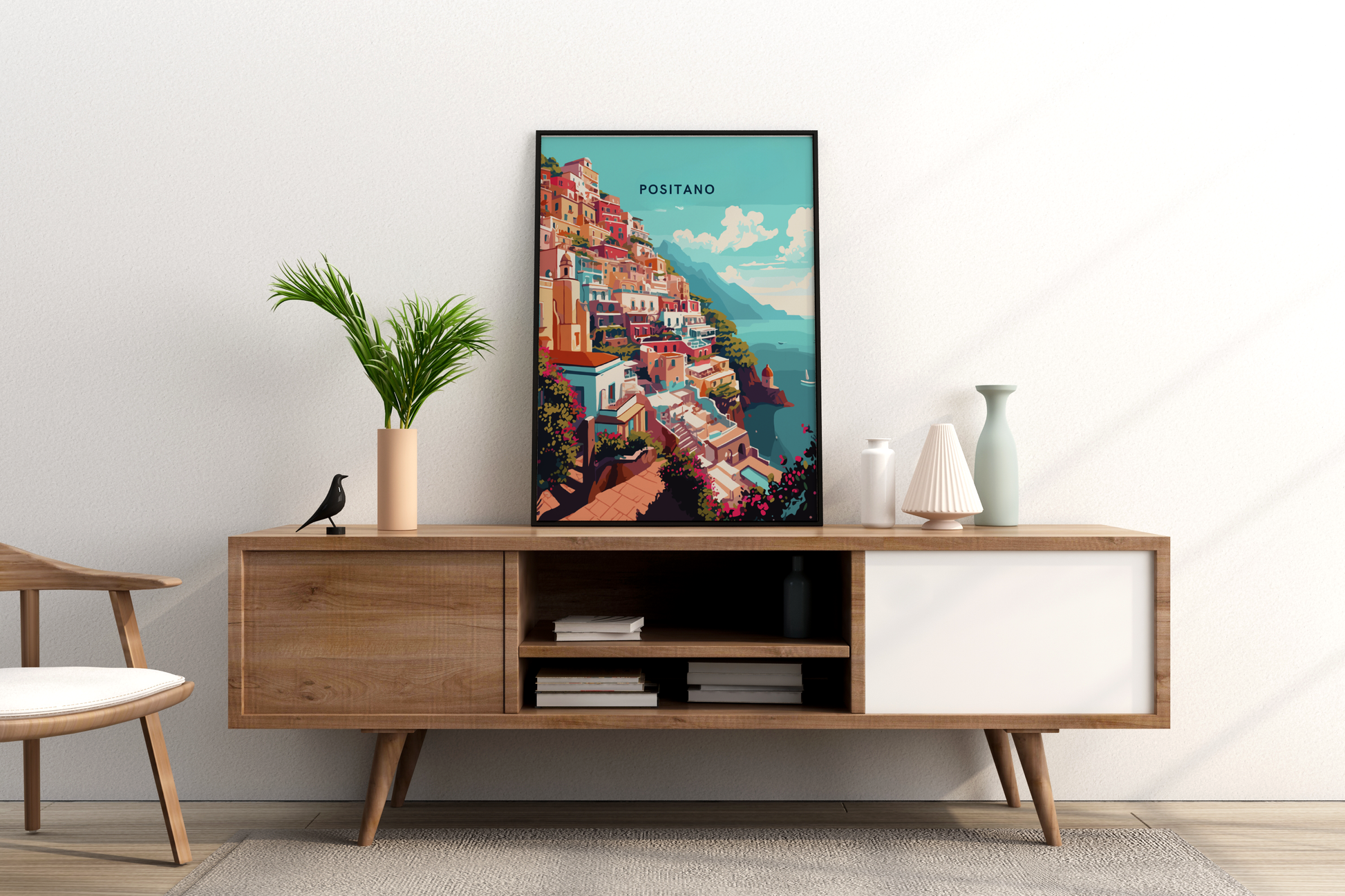 Positano Sea Views Italy Travel Print Poster - Pitchers Design