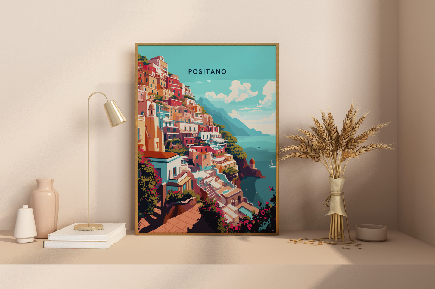 Positano Sea Views Italy Travel Print Poster - Pitchers Design