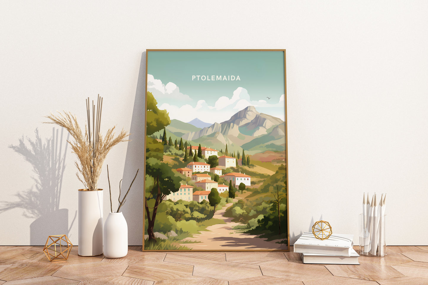 Ptolemaida Greece Travel Poster Print - Pitchers Design