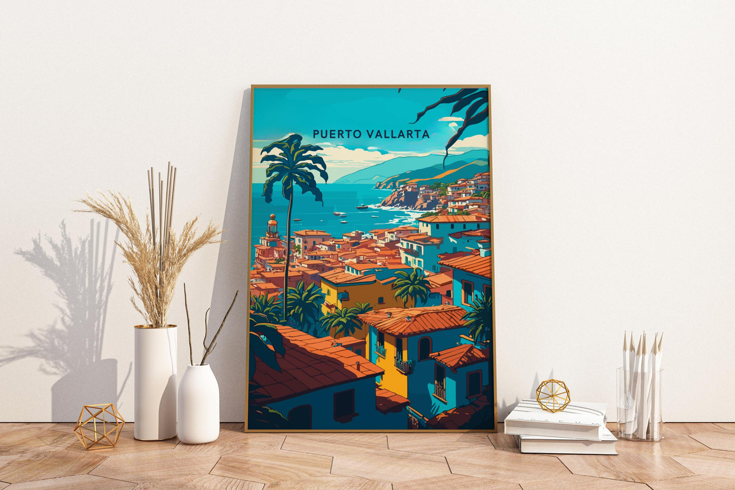 Cartel de impresión de viaje de Puerto Vallarta México