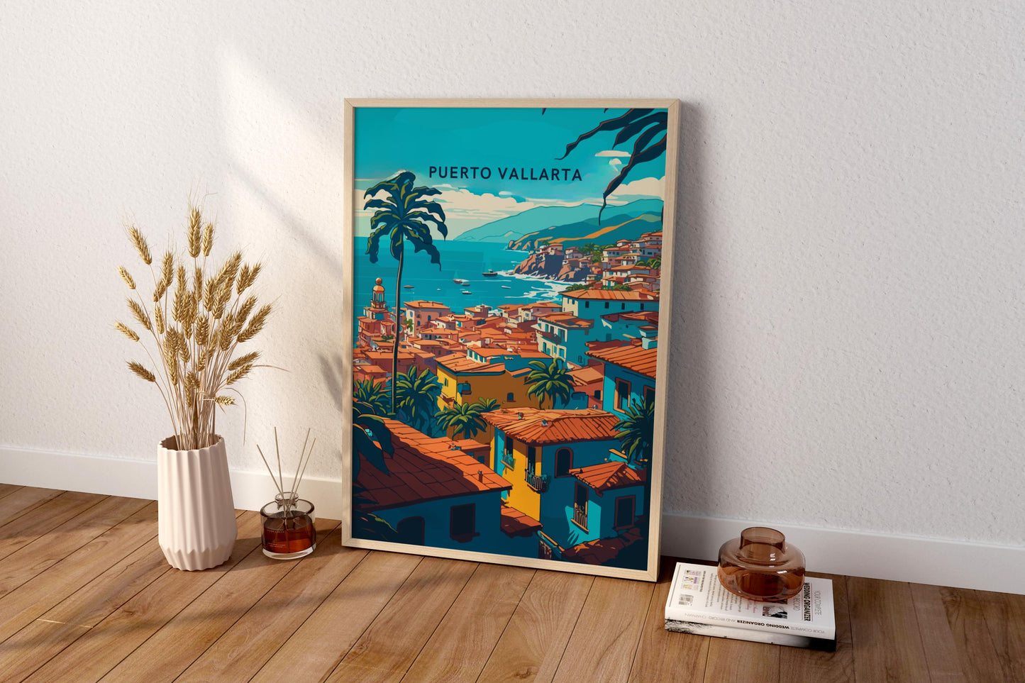 Cartel de impresión de viaje de Puerto Vallarta México