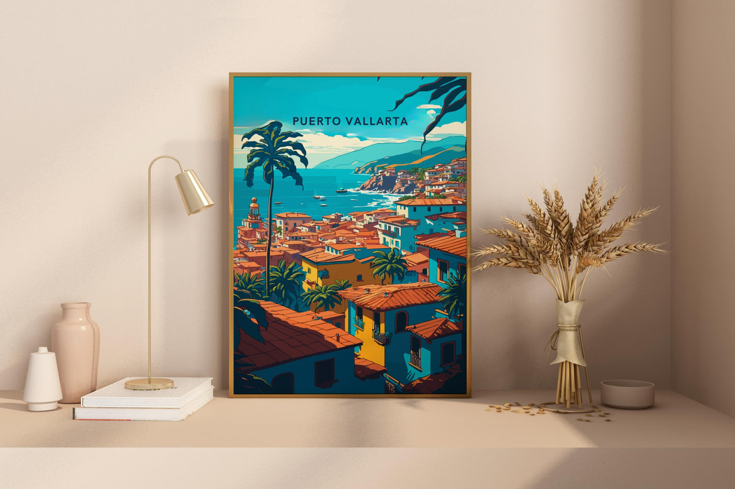 Cartel de impresión de viaje de Puerto Vallarta México