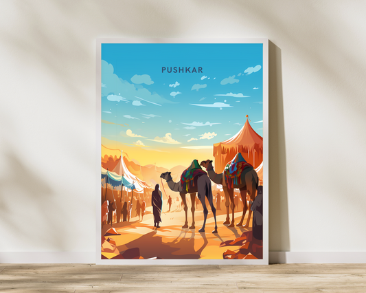 Pushkar Rajasthan India Travel Poster Print - Pitchers Design