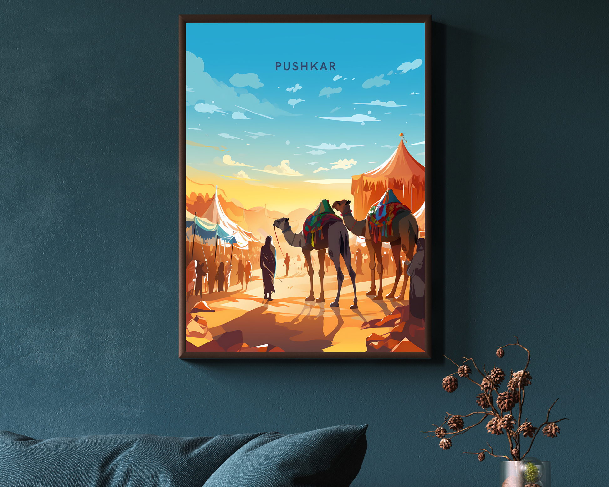 Pushkar Rajasthan India Travel Poster Print - Pitchers Design