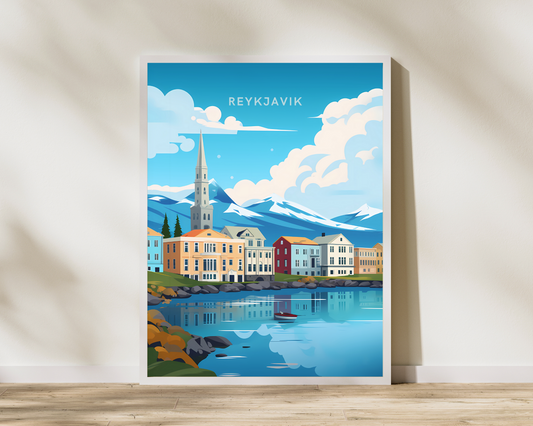 Reykjavik City Iceland Travel Poster Print - Pitchers Design