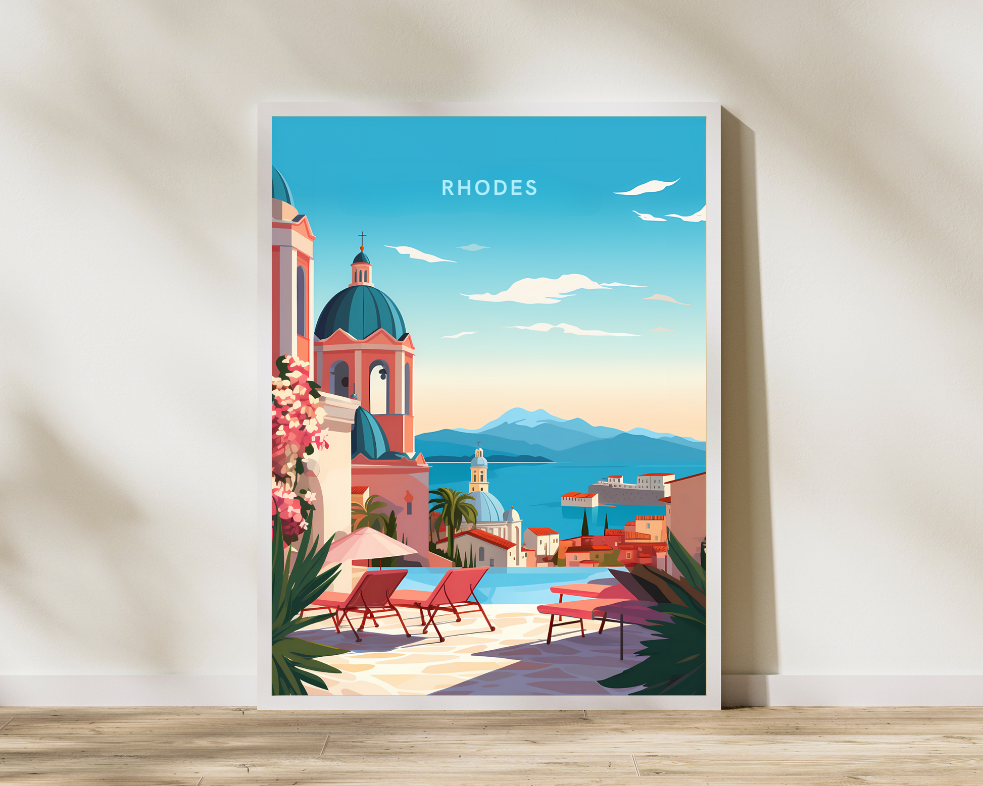 Rhodes Greece Travel Poster Print - Pitchers Design