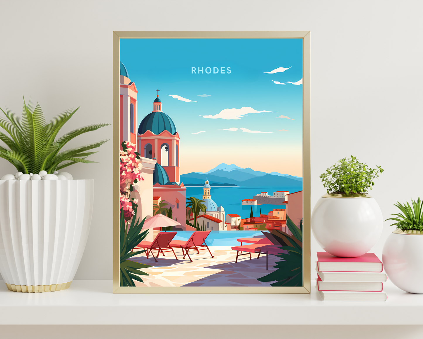 Rhodes Greece Travel Poster Print - Pitchers Design