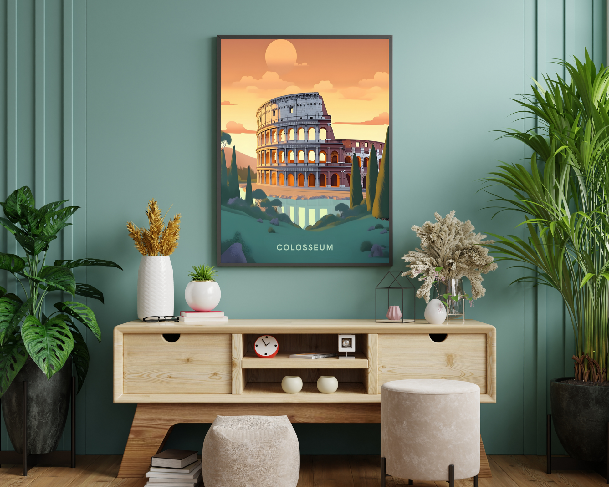 Colosseum Rome Italy Travel Poster Print - Pitchers Design