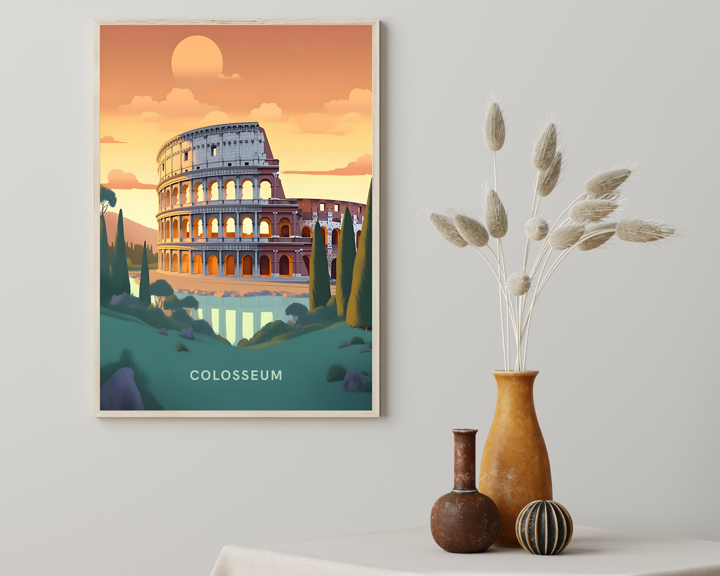 Colosseum Rome Italy Travel Poster Print - Pitchers Design