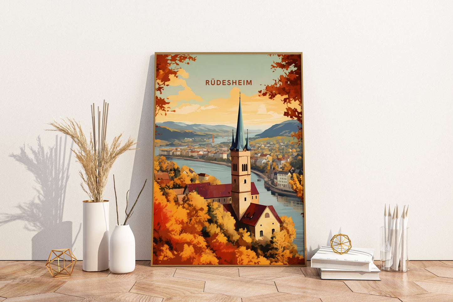 Rudesheim Germany Travel Poster Print - Pitchers Design