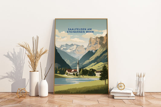 Saalfelden am Steinernen Meer Austria Travel Print Poster - Pitchers Design