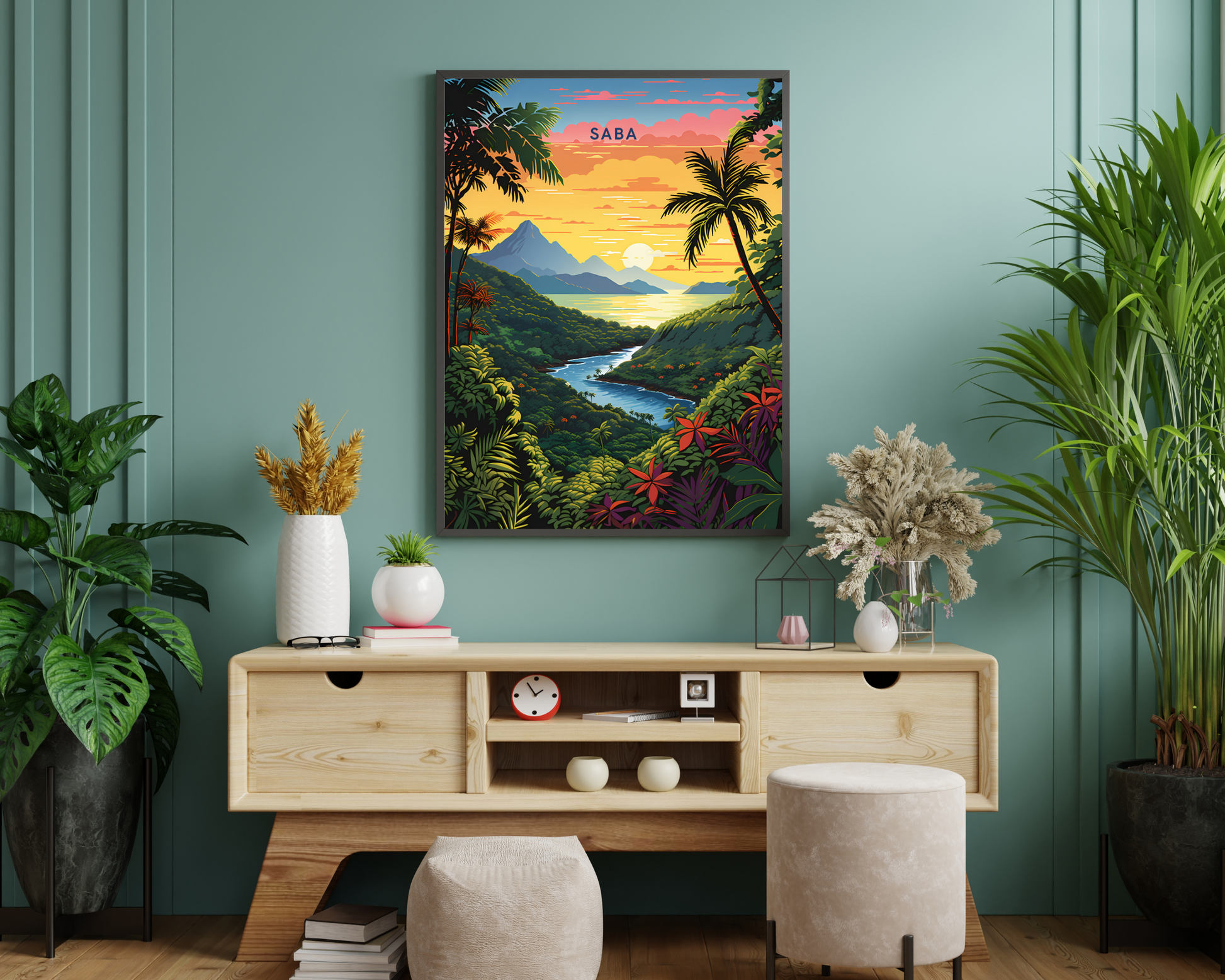 Saba Caribbean Travel Poster Print - Pitchers Design