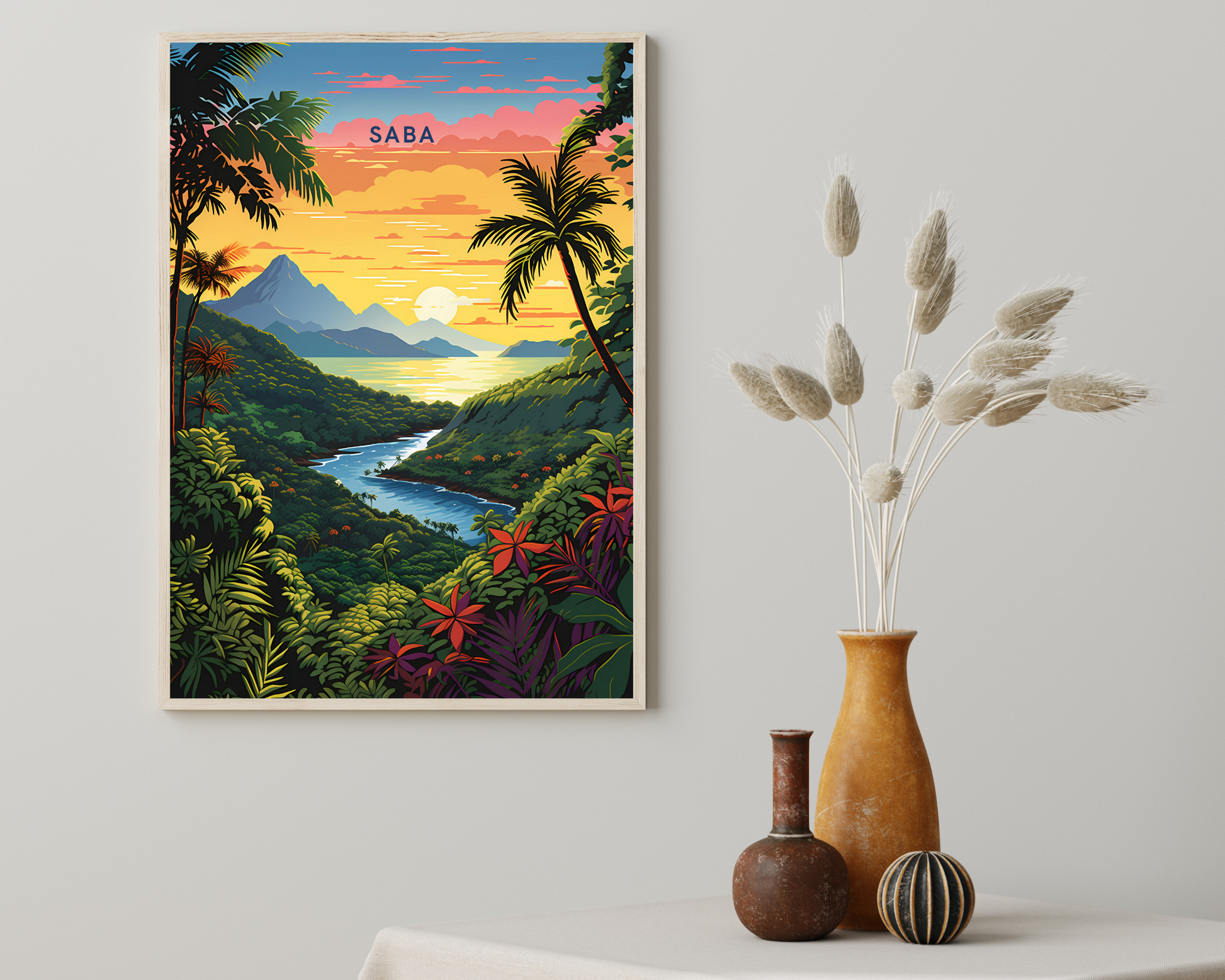 Saba Caribbean Travel Poster Print - Pitchers Design