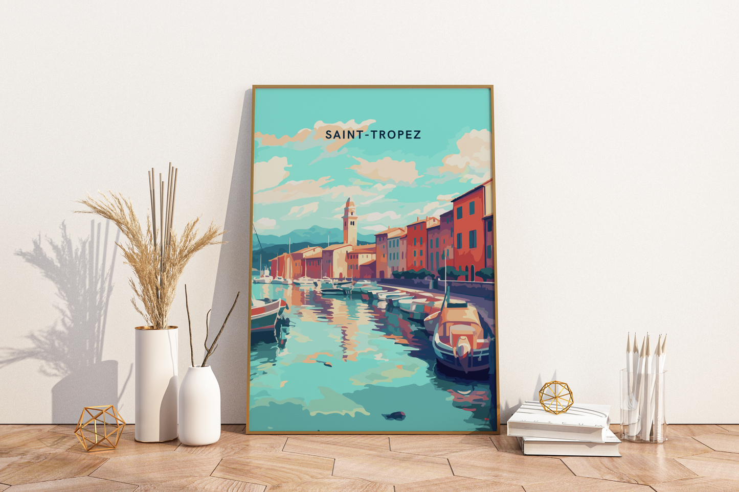 Saint-Tropez France Travel Print Poster - Pitchers Design