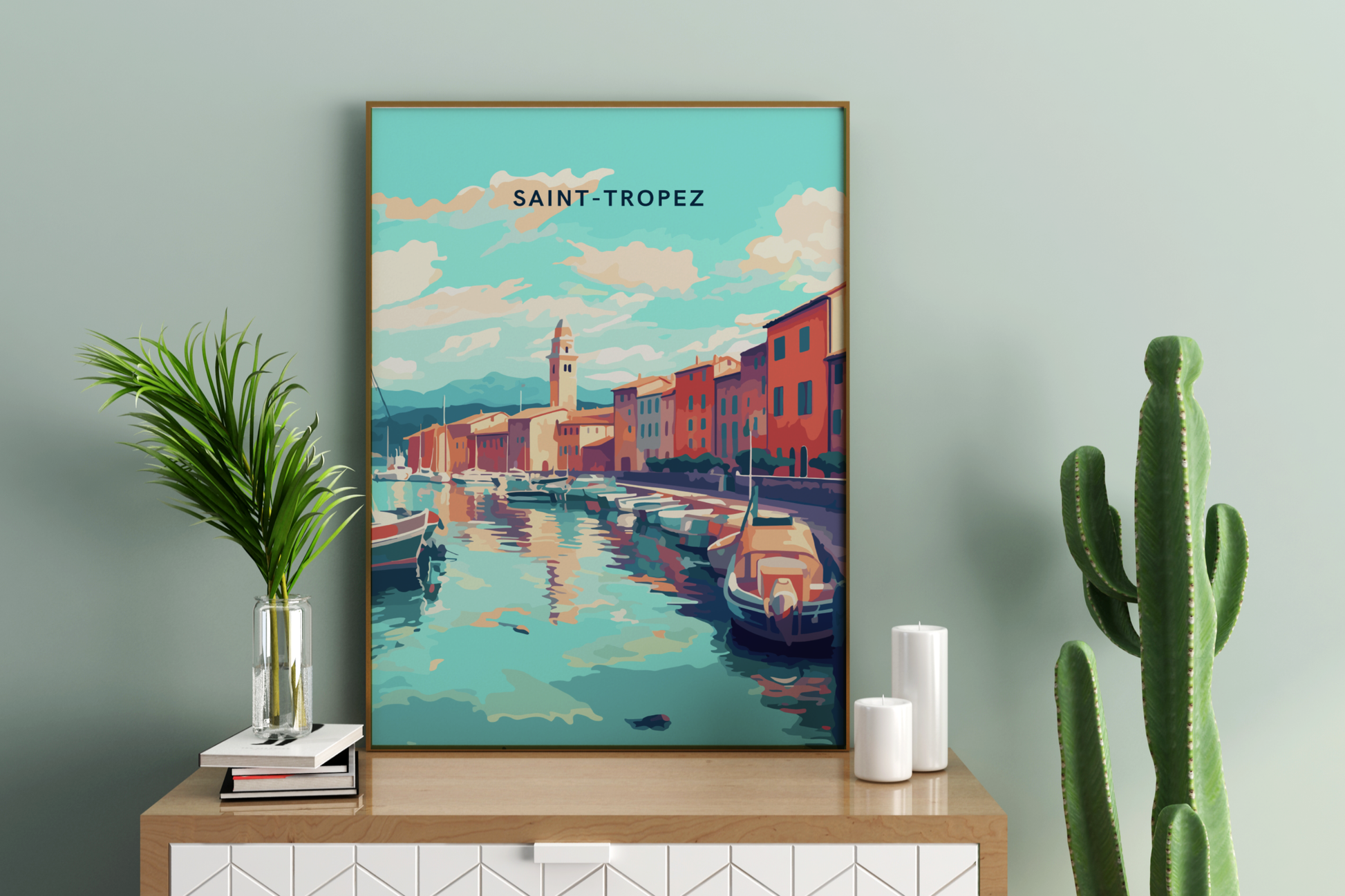 Saint-Tropez France Travel Print Poster - Pitchers Design