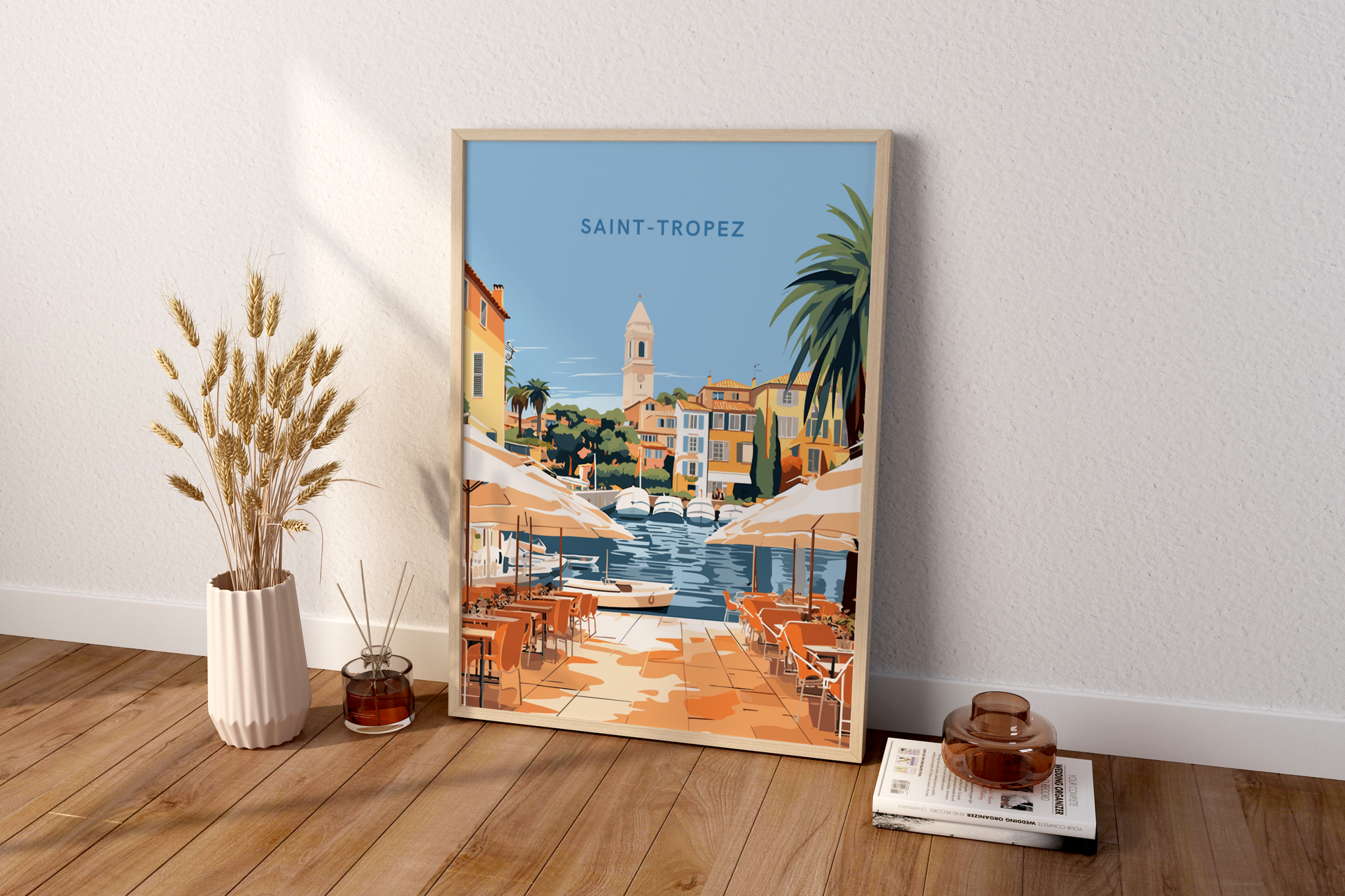 Saint-Tropez Harbour France Travel Poster Print - Pitchers Design