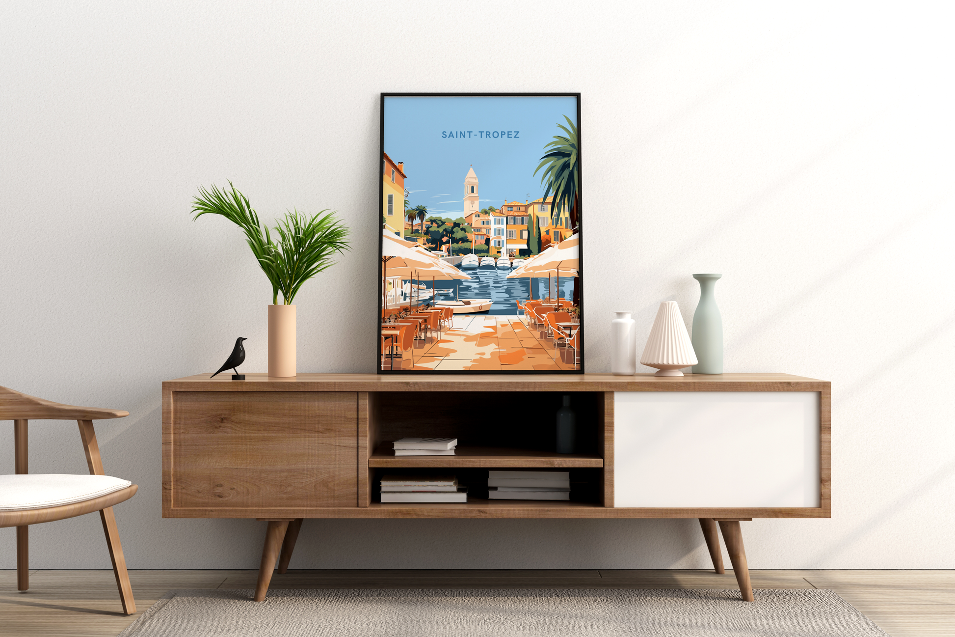 Saint-Tropez Harbour France Travel Poster Print - Pitchers Design