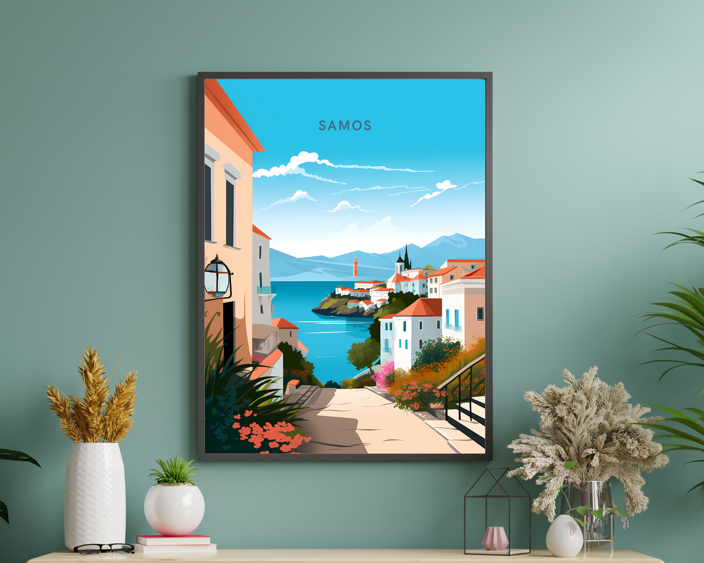 Samos Greece Travel Poster Print - Pitchers Design