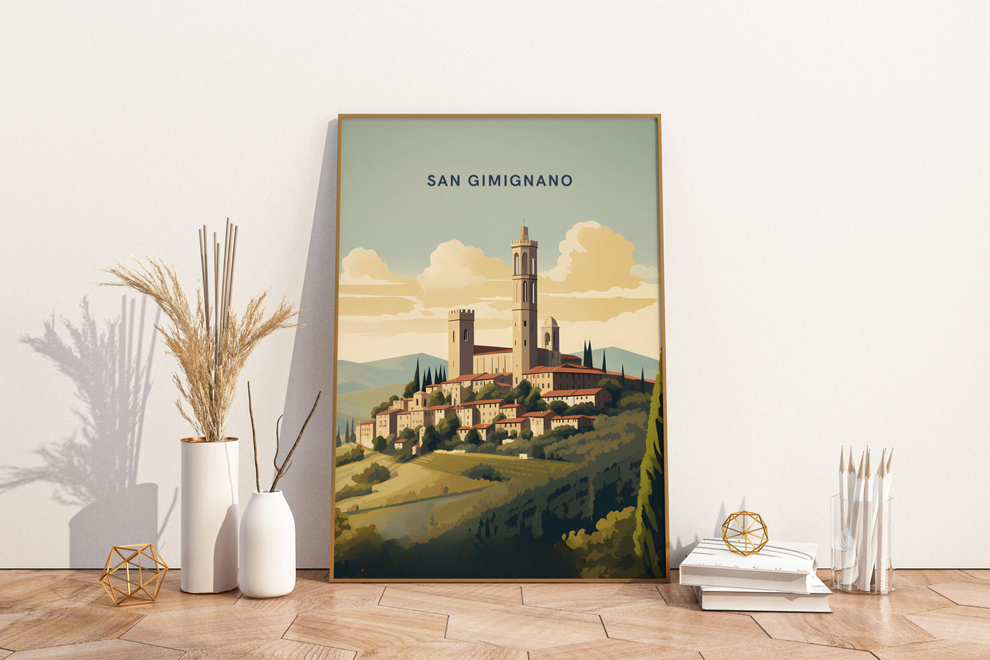 San Gimignano Italy Travel Print Poster - Pitchers Design