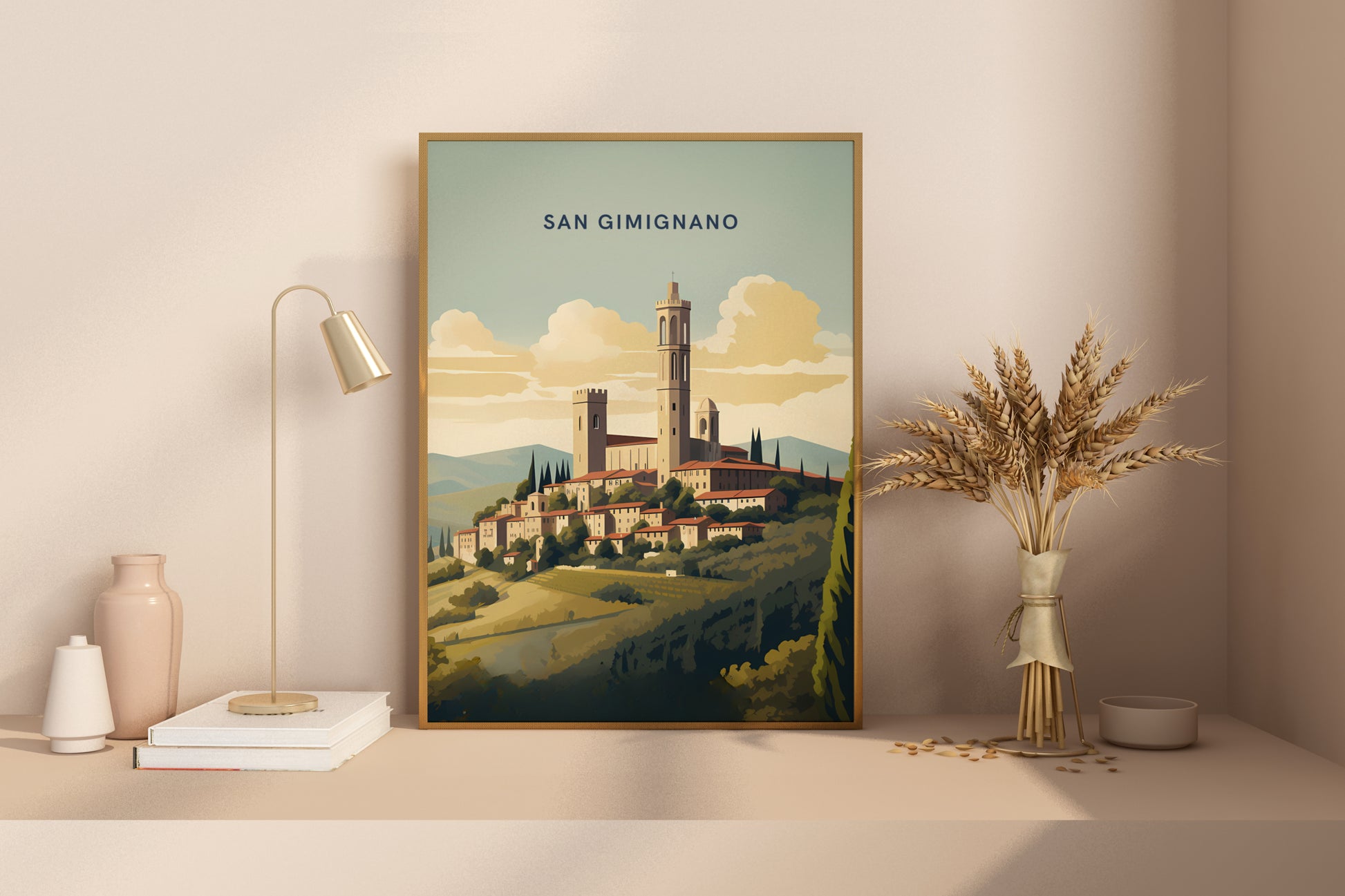 San Gimignano Italy Travel Print Poster - Pitchers Design