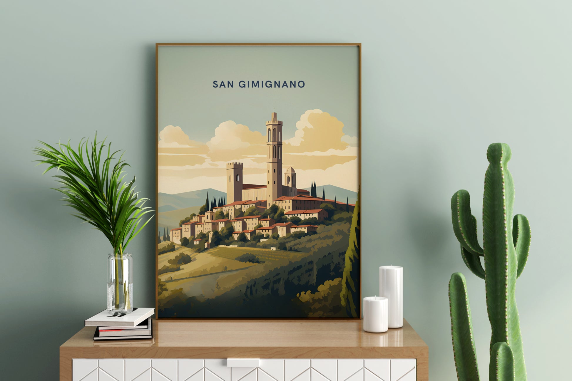 San Gimignano Italy Travel Print Poster - Pitchers Design