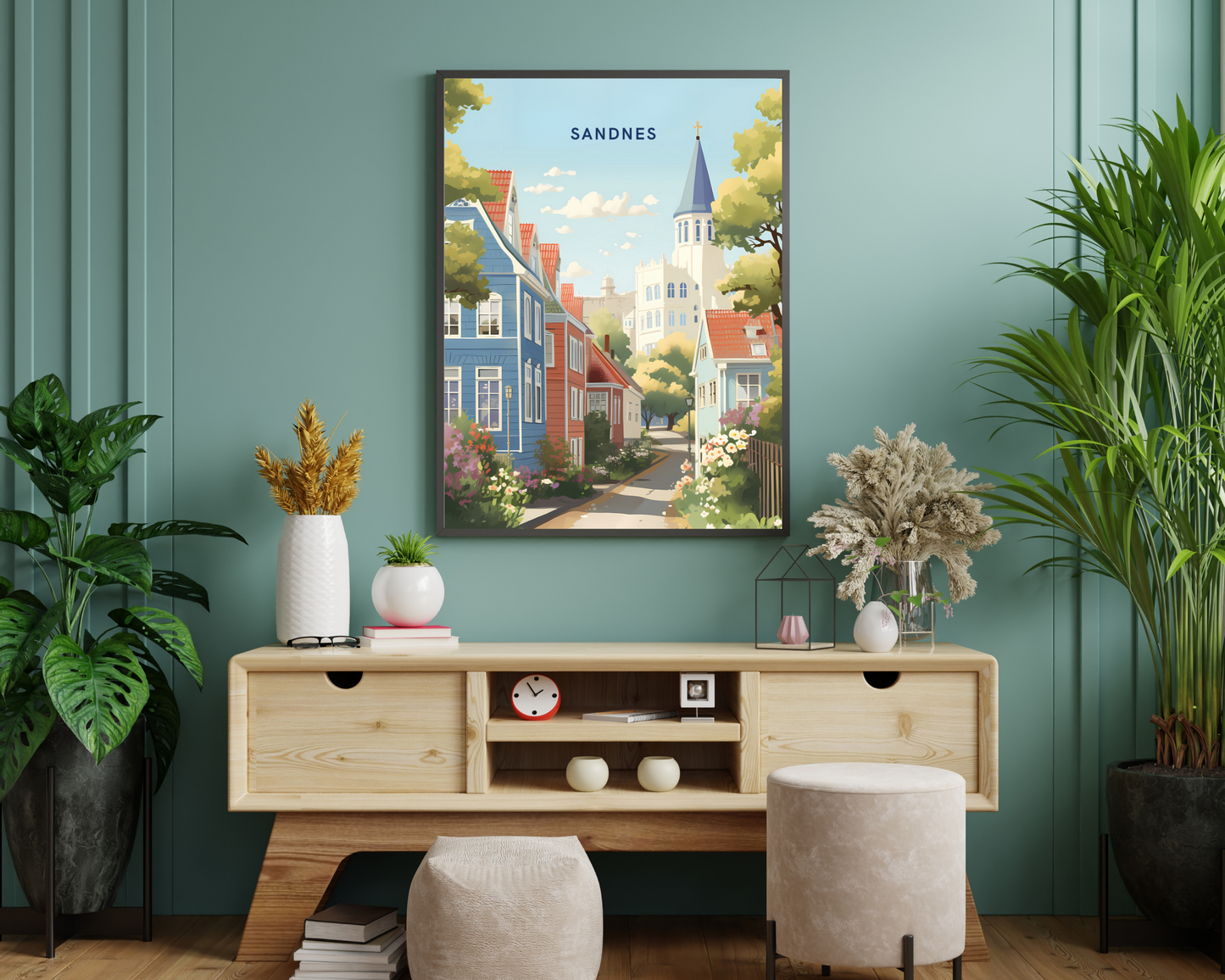 Sandnes Norway Travel Poster Print - Pitchers Design