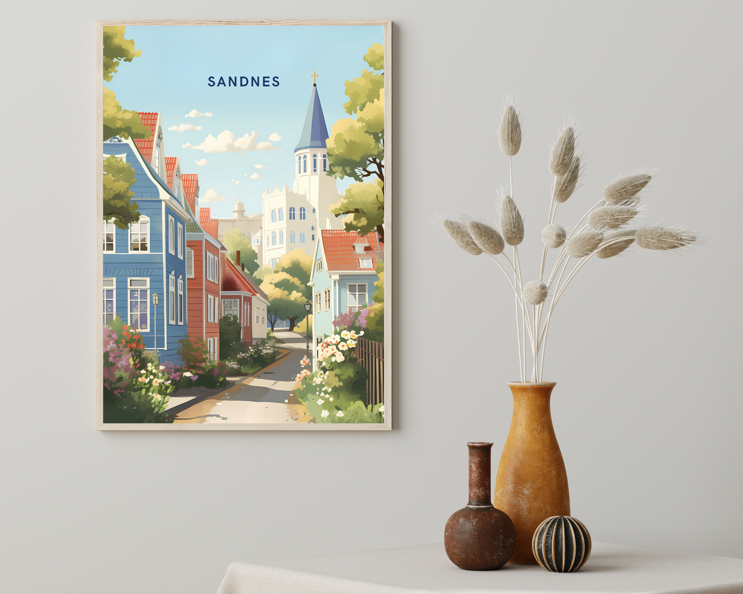 Sandnes Norway Travel Poster Print - Pitchers Design