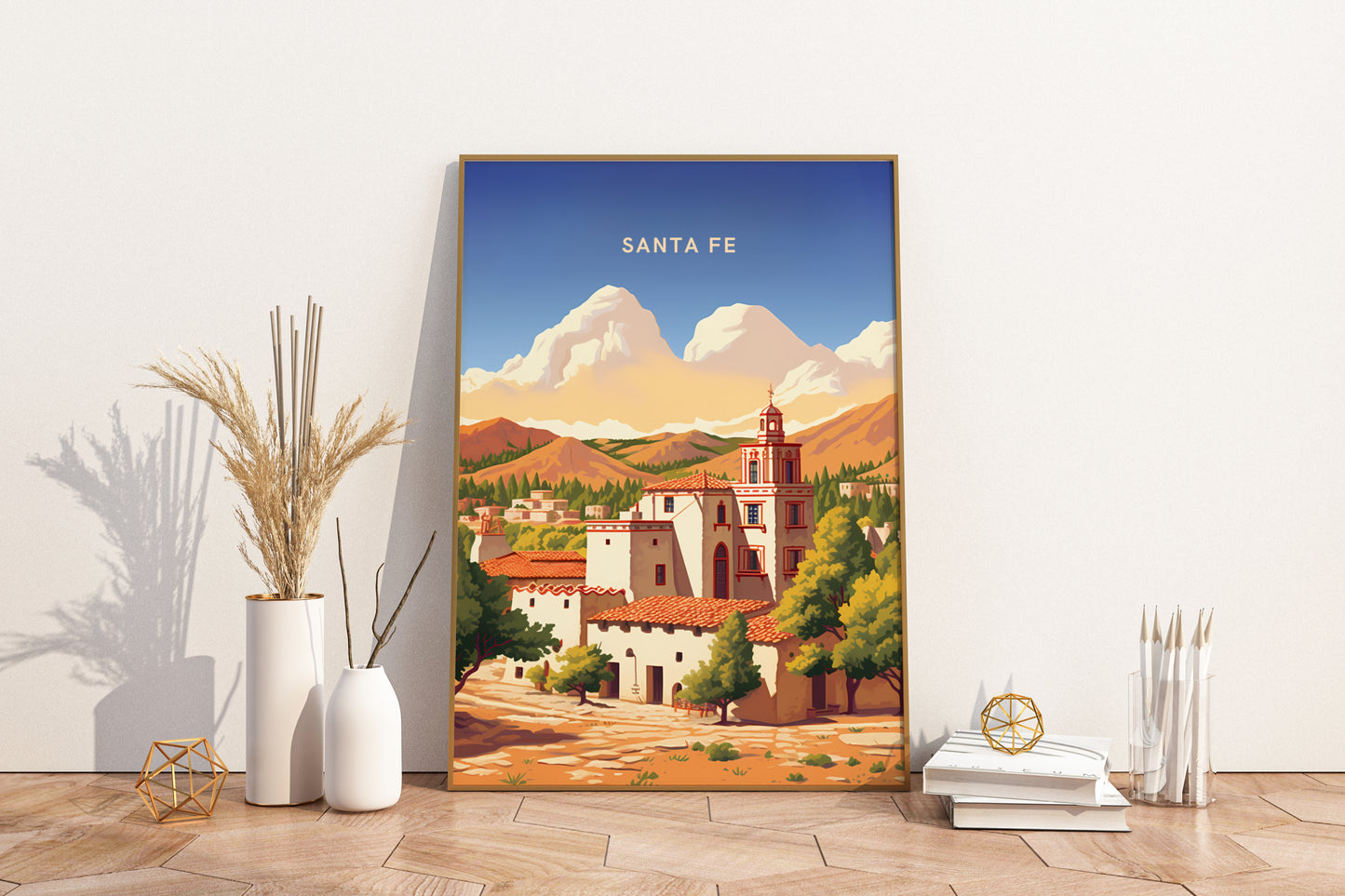 Santa Fe New Mexico USA Travel Poster Print - Pitchers Design