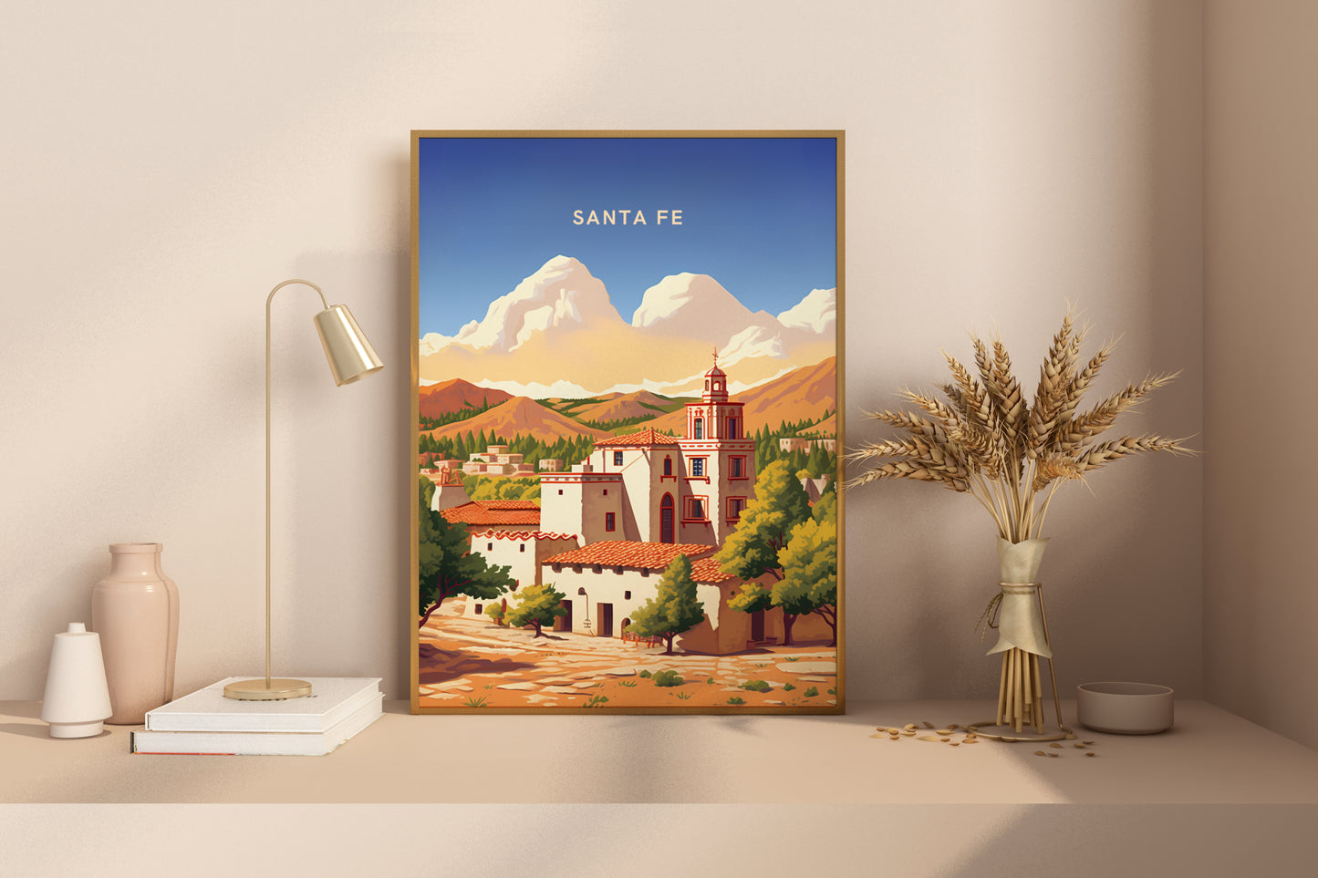 Santa Fe New Mexico USA Travel Poster Print - Pitchers Design