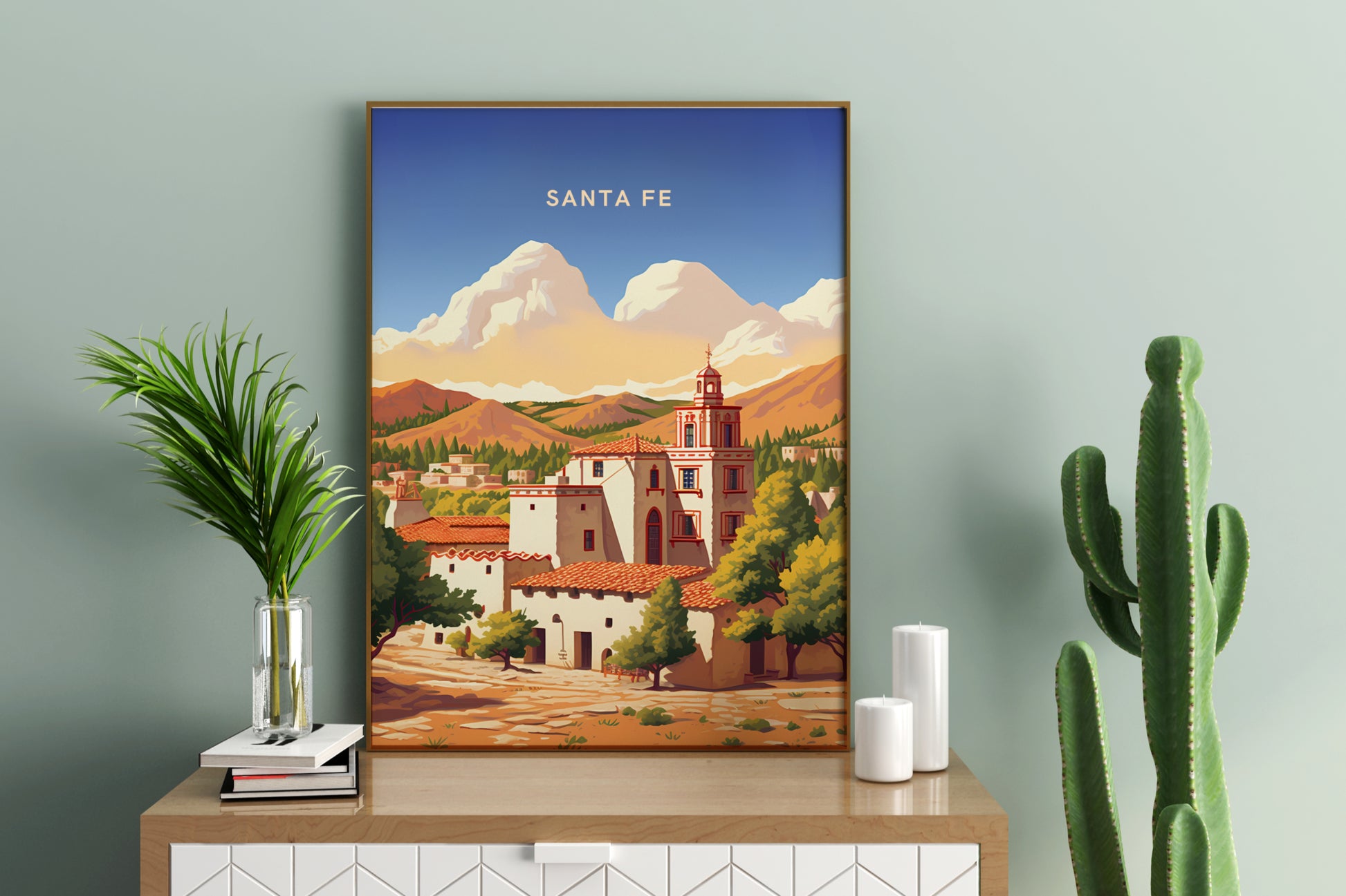 Santa Fe New Mexico USA Travel Poster Print - Pitchers Design