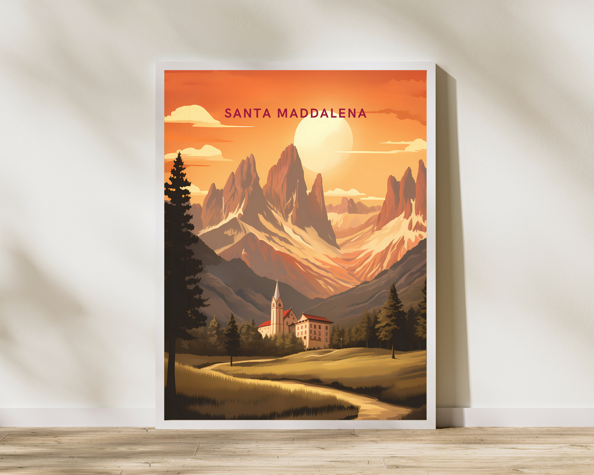 Santa Maddalena Italy Travel Poster Print - Pitchers Design