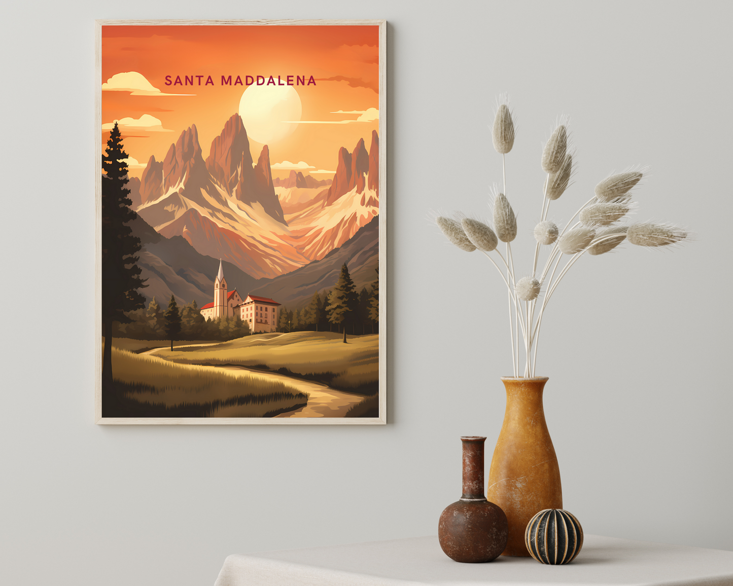 Santa Maddalena Italy Travel Poster Print - Pitchers Design