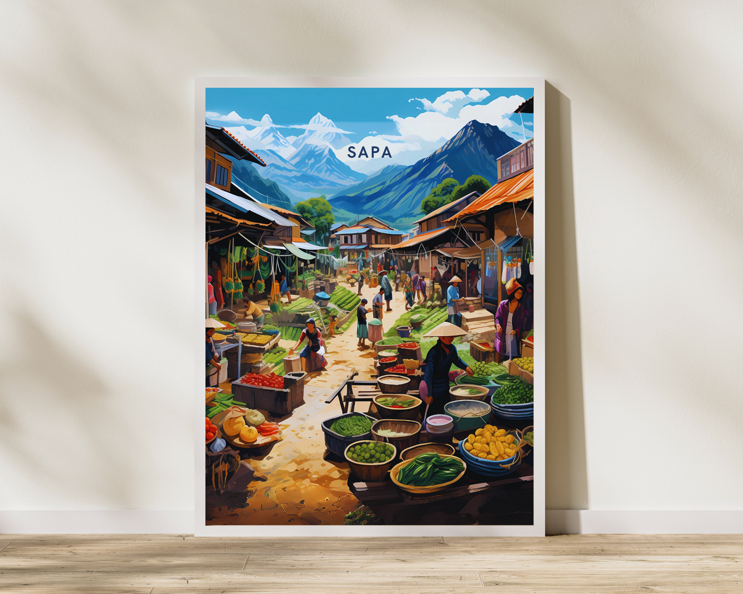 Sapa Mountain Market Vietnam Travel Poster Print - Pitchers Design