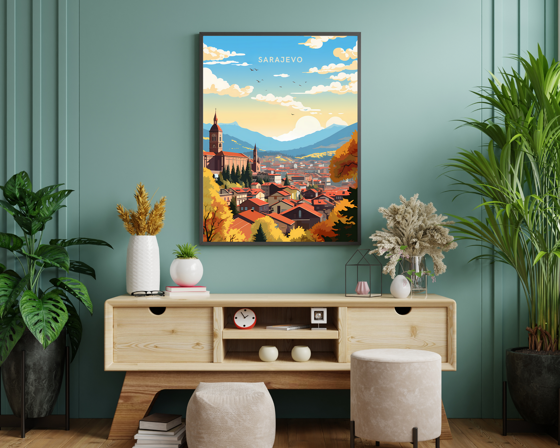 Sarajevo Bosnia and Herzegovina Travel Poster Print - Pitchers Design