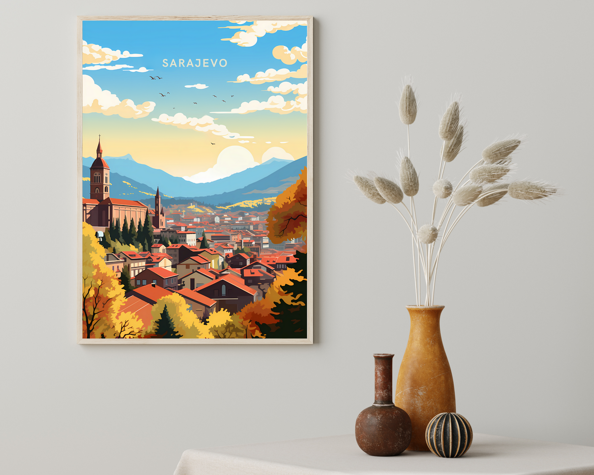 Sarajevo Bosnia and Herzegovina Travel Poster Print - Pitchers Design