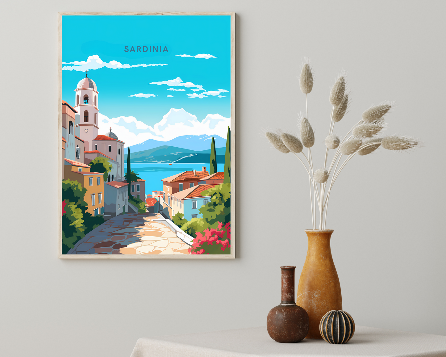 Sardinia Italy Travel Poster Print - Pitchers Design