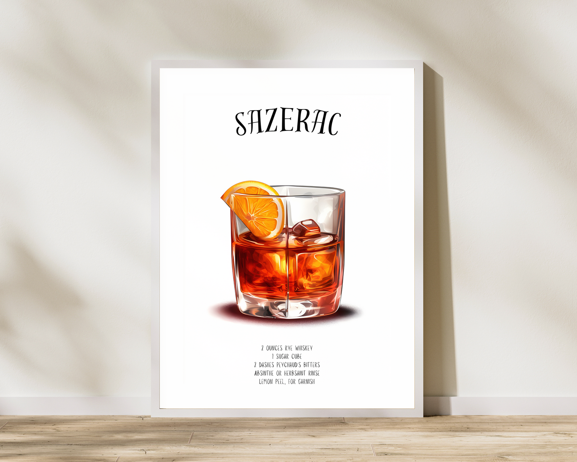 Sazerac Cocktail Poster Print - Pitchers Design