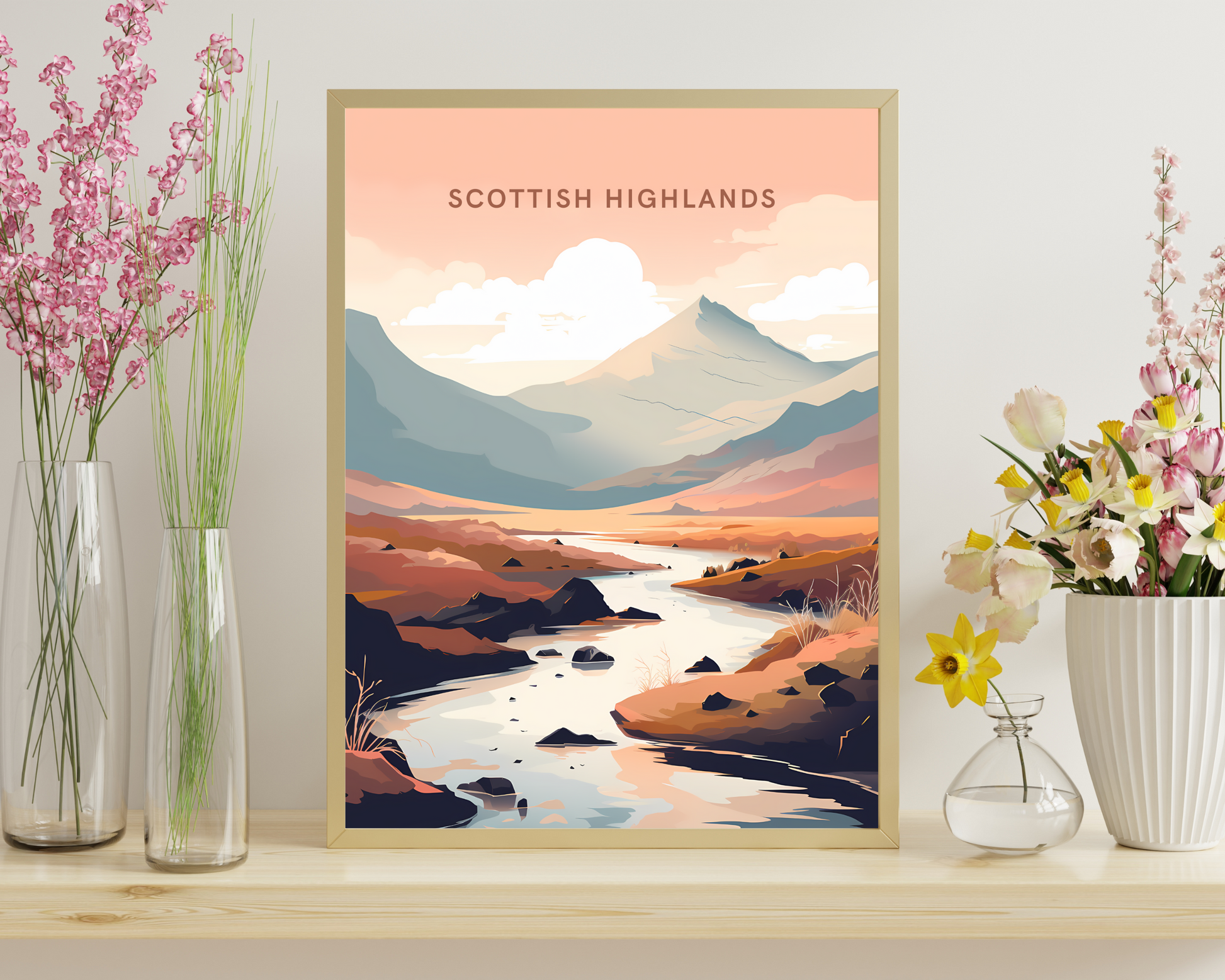 Scottish Highlands Scotland Travel Poster Print - Pitchers Design