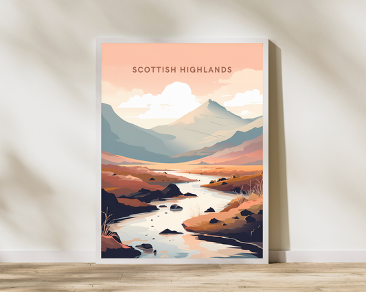 Scottish Highlands Scotland Travel Poster Print - Pitchers Design