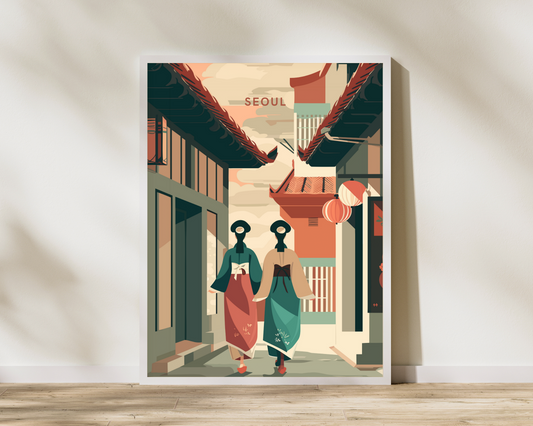 Seoul South Korea Travel Poster Print - Pitchers Design