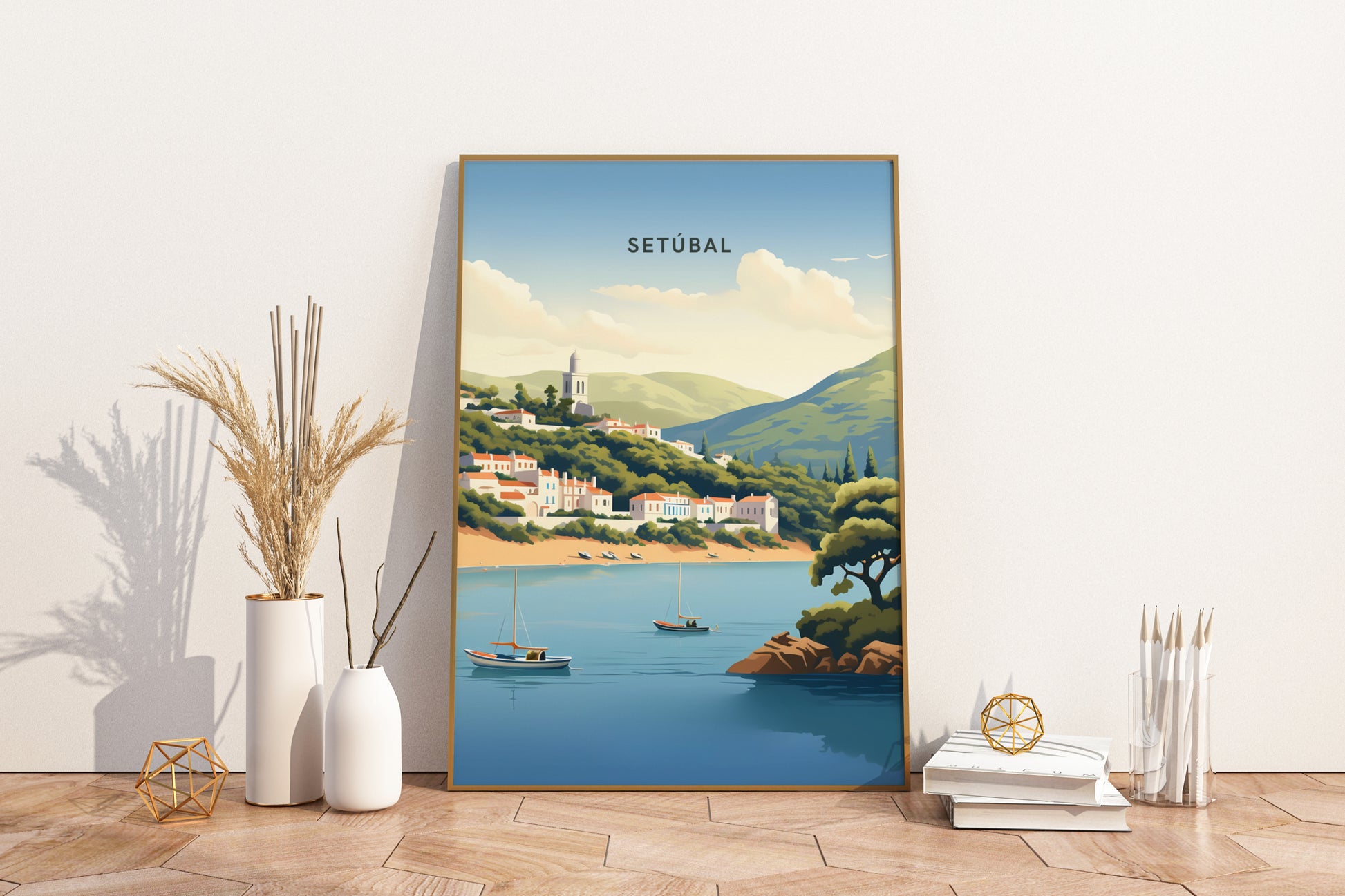 Setubal Portugal Travel Print Poster - Pitchers Design