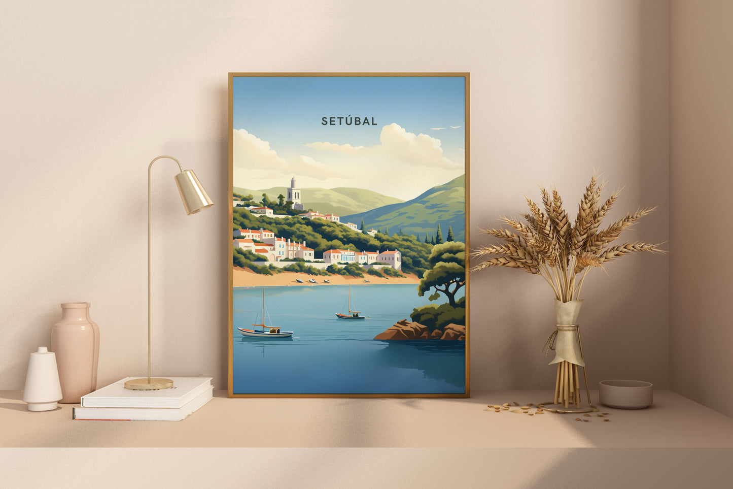 Setubal Portugal Travel Print Poster - Pitchers Design