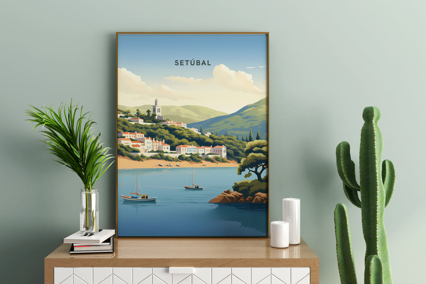 Setubal Portugal Travel Print Poster - Pitchers Design