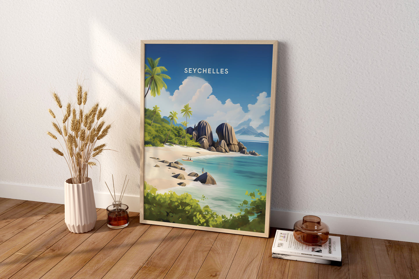 Beaches of Seychelles Travel Poster Print - Pitchers Design