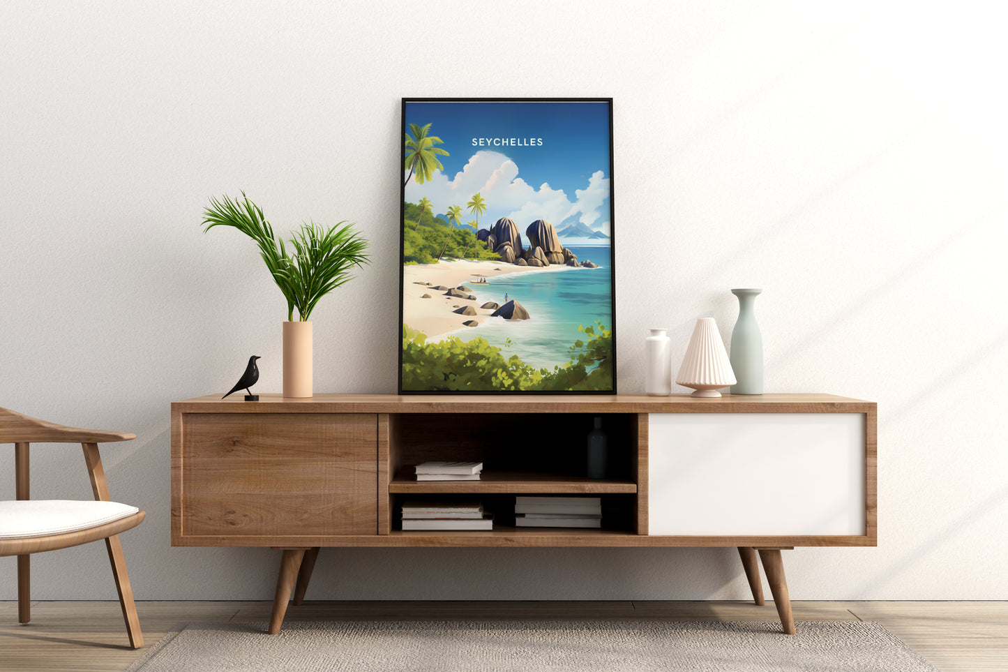 Beaches of Seychelles Travel Poster Print - Pitchers Design