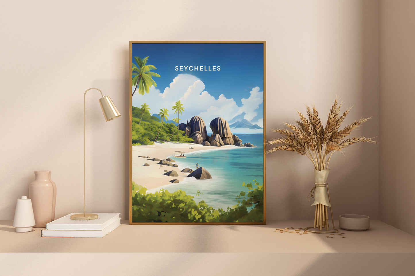 Beaches of Seychelles Travel Poster Print - Pitchers Design